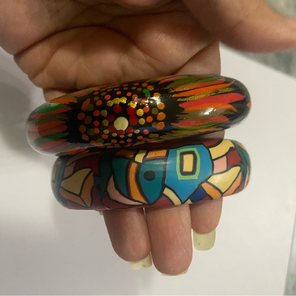 Colorful Hand-Painted Bangles - Picture 1 of 4